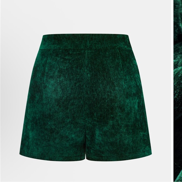 Metal Button Velvet Blazer and shorts in Deep Green - Picture 5 of 5